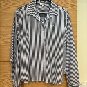 beachlunchlounge Blue and White Striped Women’s Shirt Size Medium